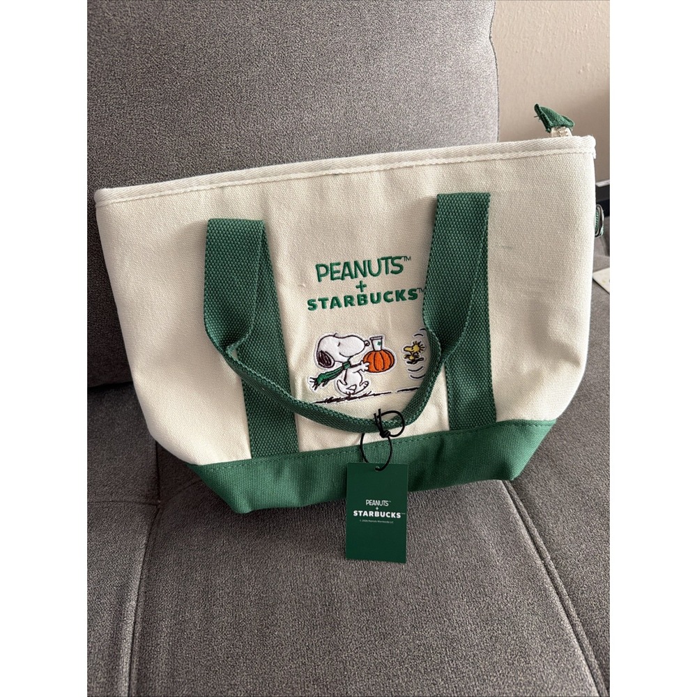 Starbucks x Peanuts Snoopy Mini Tote Canvas Bag Brand New With Tags In Hand